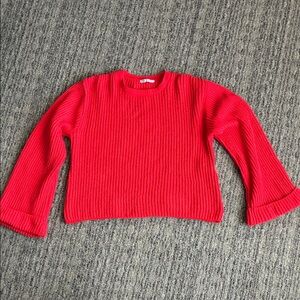 Zara Vibrant Red Crew Neck Sweater
